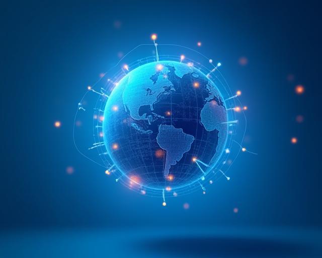 Dynamic network connections forming a globe, symbolizing global connectivity and digital transformation