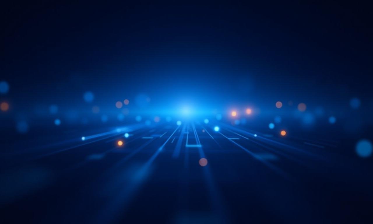 Futuristic network illustration with glowing data lines, representing digital transformation.